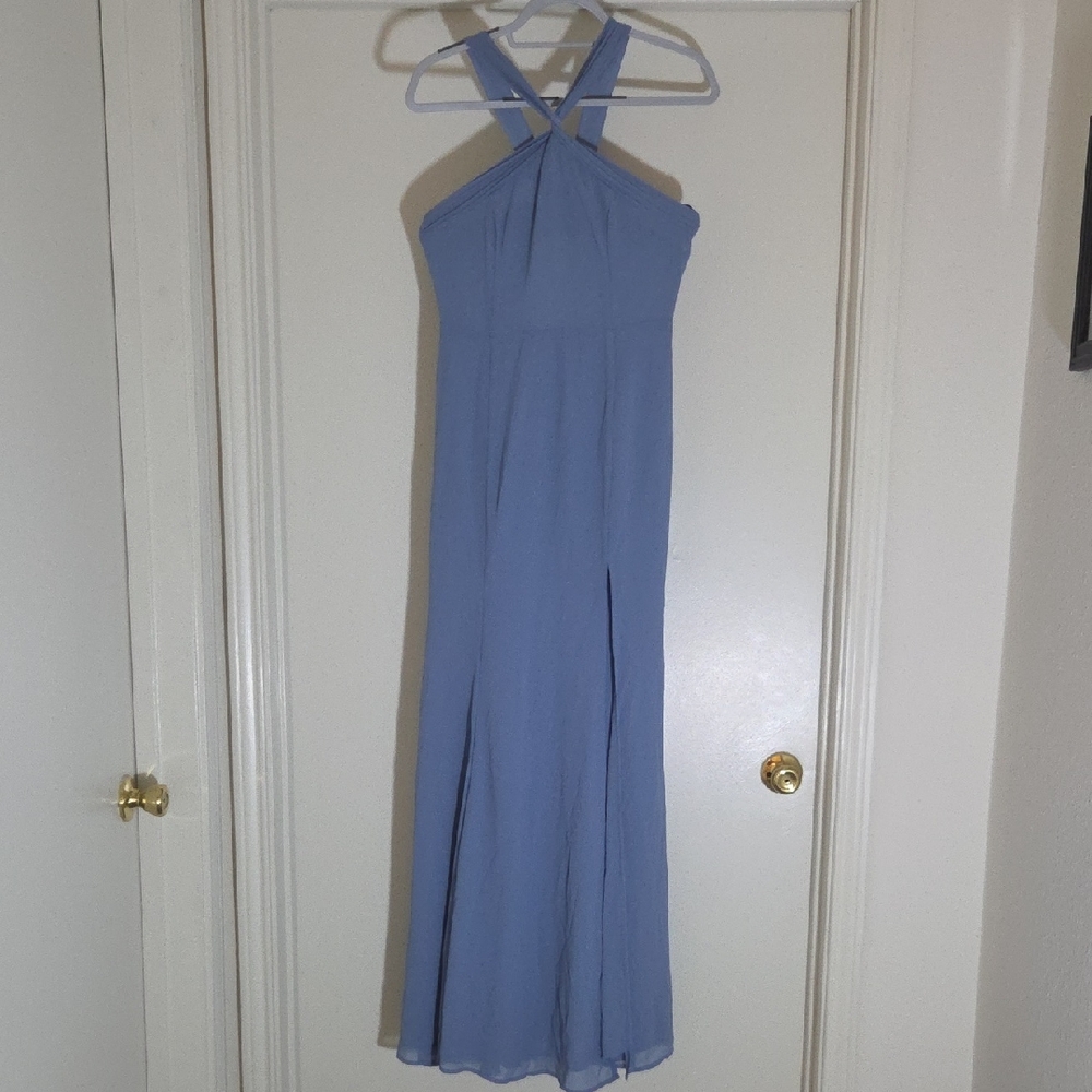 SHEIN Halter Light Blue Dress